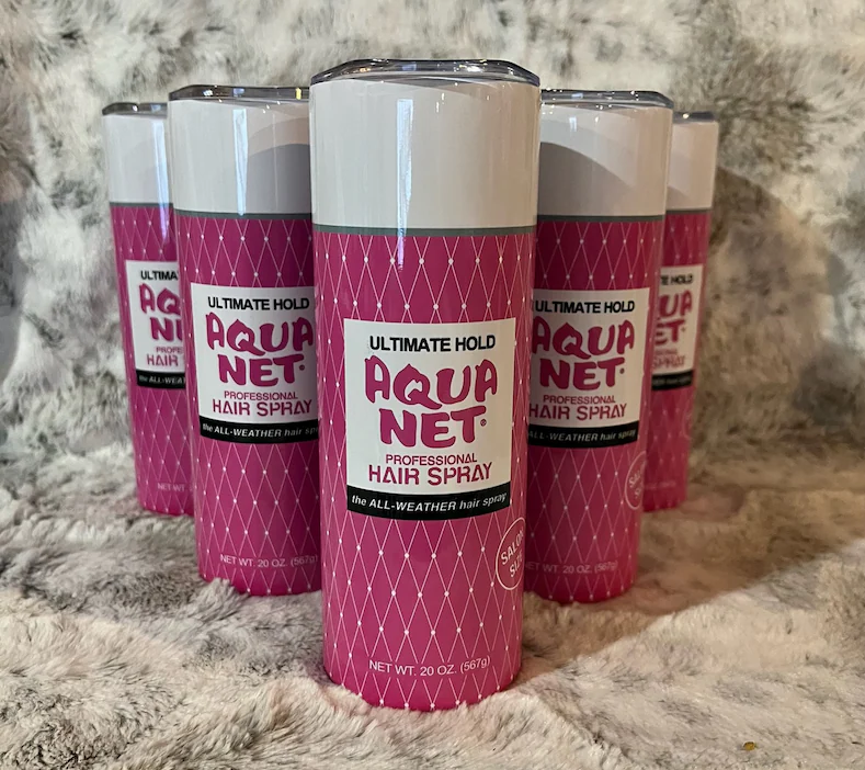 80’s Aqua Net Pink Hairspray Tumbler – Natalie’s Custom Gifts