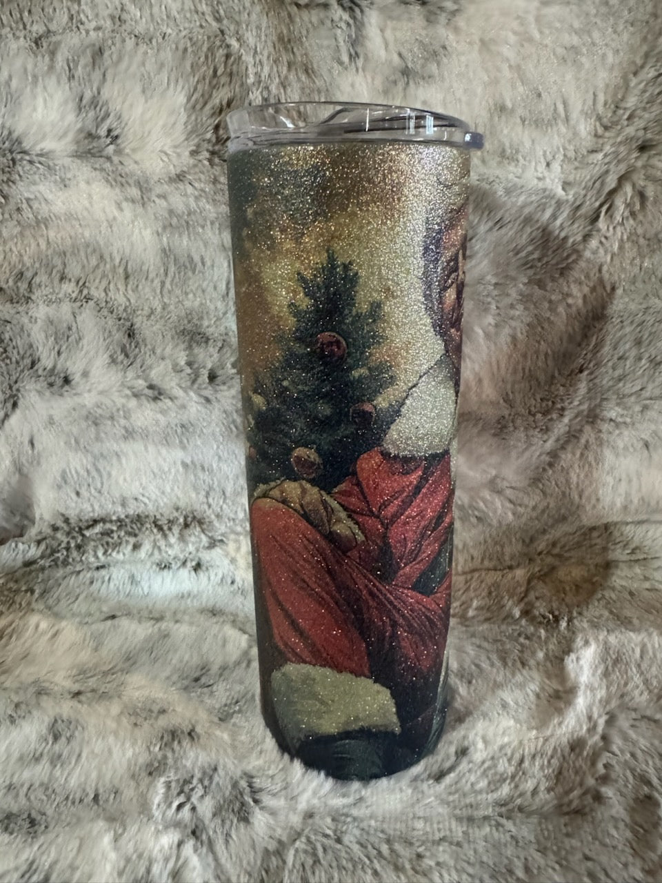 President Donald Trump Christmas Santa Glitter Tumbler