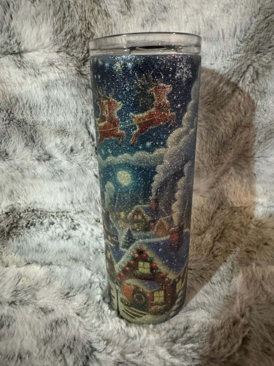 Christmas Santa Claus is Coming to Town Glitter Tumbler