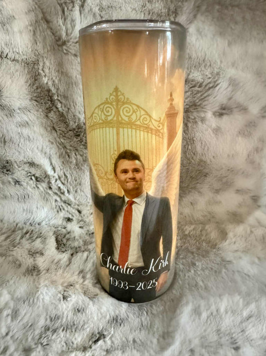 Charlie Kirk Angel Heaven RIP "Jesus Defeated Death So You Can Live" Tumbler