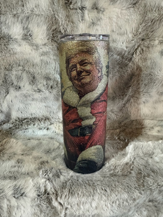 President Donald Trump Christmas Santa Glitter Tumbler