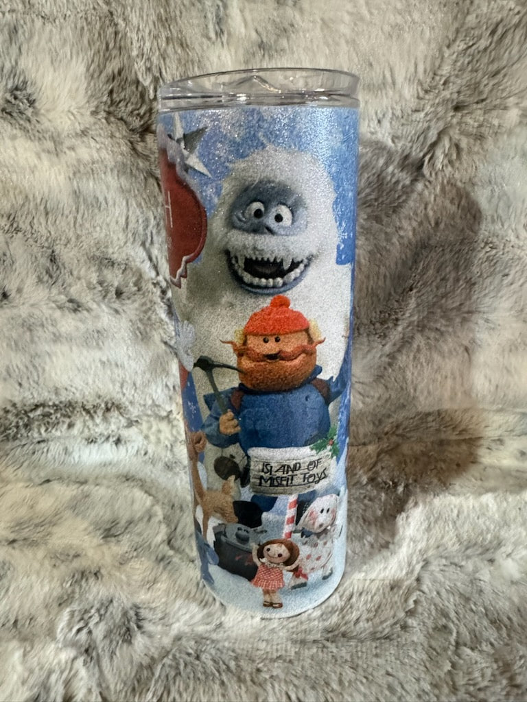 Rudolph the Red Nose Reindeer Christmas Glitter Tumbler