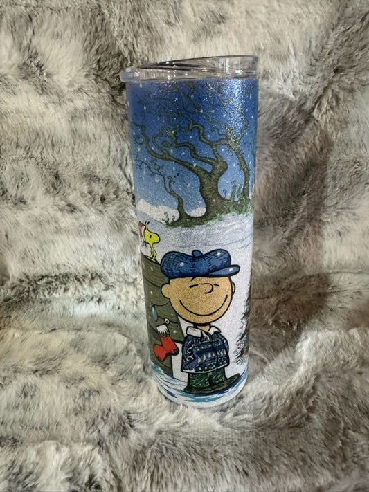 Peanuts Snoopy Charlie Brown Christmas Glitter Tumbler