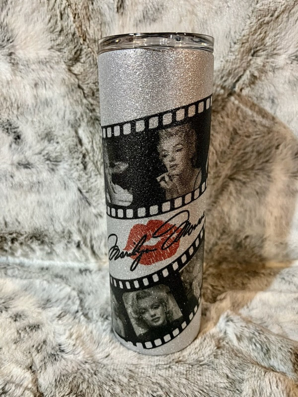 Marilyn Monroe Signature/Lips Glitter Tumbler