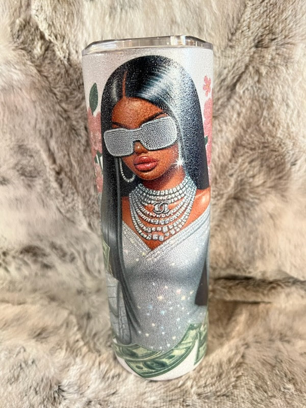 Classy Fabulous Rich Money Glitter Tumbler