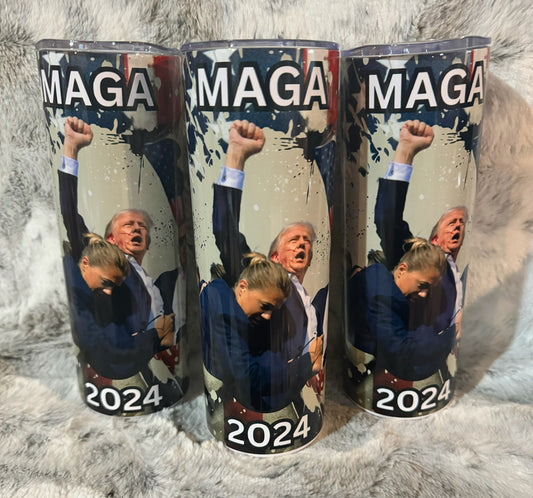 President Donald Trump Rally Fist MAGA 2024 Tumbler